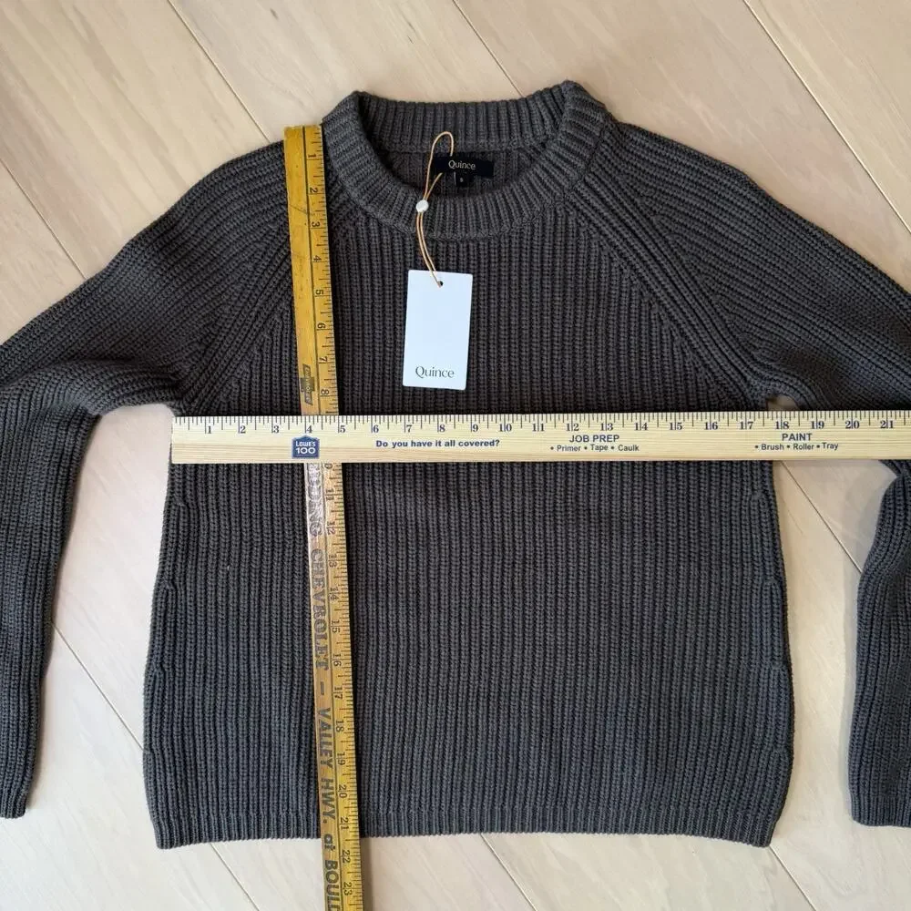 Quince Fisherman Crew Sweater Women's Small Brown Organic Cotton Pullover NWT - Picture 2 of 11
